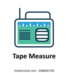 Tape Measure With Crane Outline with fill colors vector icon editable

