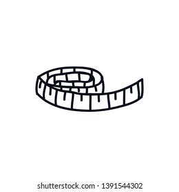 tape measure doodle icon, vector illustration