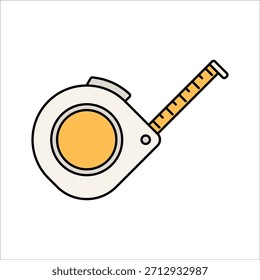 Regla retráctil de estilo de diseño plano que simboliza la medida ideal para la construcción de carpintería y flujos de trabajo de diseño.