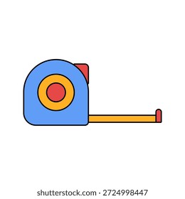 Regla retráctil de estilo de diseño plano que simboliza la medida ideal para la sastrería, el bricolaje y la planificación artesanal.