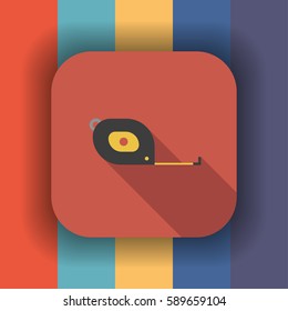 tape measure flat icon with long shadow, vector illustration