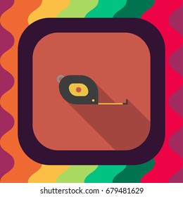 tape measure flat icon with long shadow, vector illustration