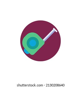 Tape measure flat icon. Round colorful button, Roll Meter circular vector sign. Flat style design