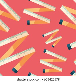 Tape measure flat icon seamless pattern.