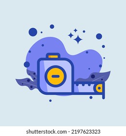 Tape measure flat illustration. Length scale signs vector illustration.
