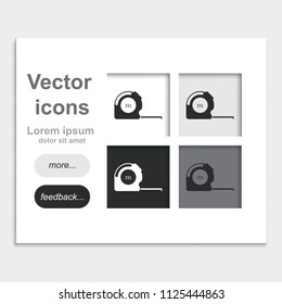 Tape measure flat placed on web page template vector icon. Roulette construction.