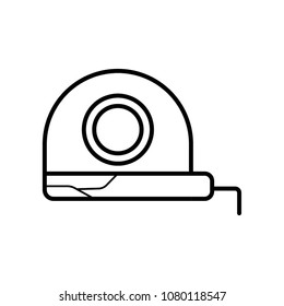 Tape measure flat round colorful vector icon. Roulette construction.