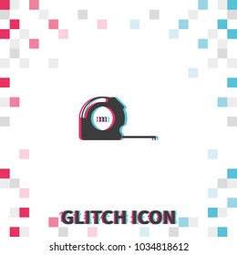 Tape measure  glitch effect vector icon. Roulette construction.
