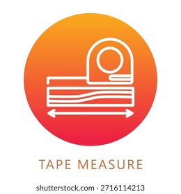 Tape Measure Gradient Fill Icon, Mini Illustration Relate To Carpentry, Wood Industry. Use For Modern Concept, Ui, Ux Web And App Development.