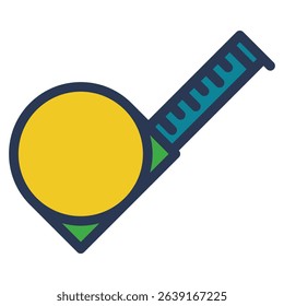 Tape Measure Icon In color Outline. Flat Outline Style