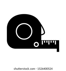 Tape measure icon design. Meter silhouette. Tape measure icon in trendy flat style design. Vector illustration.