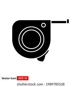 Tape measure icon design. Meter silhouette. Tape measure icon in trendy flat style design. Vector illustration.