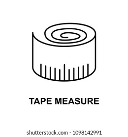 tape measure icon. Element of measuring instruments icon with name for mobile concept and web apps. Thin line tape measure icon can be used for web and mobile. Premium icon