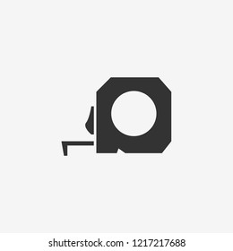 tape measure icon flat.