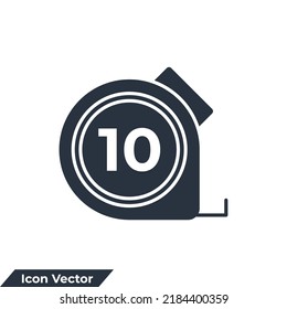 tape measure icon logo vector illustration. Roulette construction symbol template for graphic and web design collection