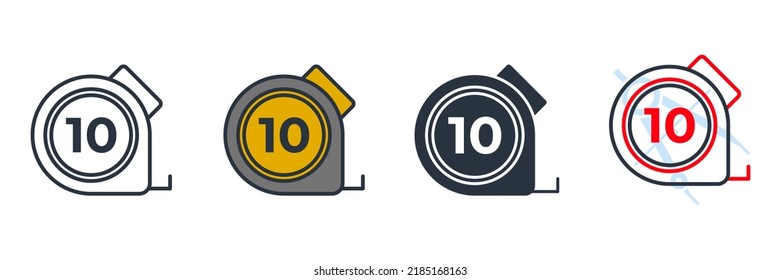 ilustración vectorial del logotipo del icono de medida de cinta. Plantilla de símbolo de construcción de ruleta para colección de diseño gráfico y web