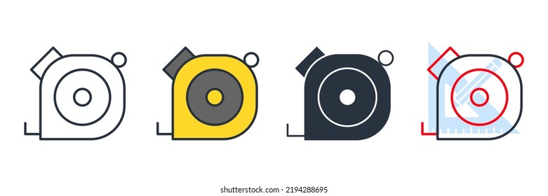 tape measure icon logo vector illustration. Measurement tape symbol template for graphic and web design collection