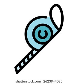 Icono de medida de cinta. Esquema de cinta métrica Vector icono de color plano aislado