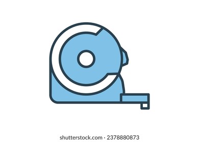 Tape Measure Icon. Icon related to Construction. suitable for web site, app, user interfaces, printable etc. Flat line icon style. Simple vector design editable