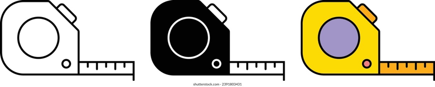 Tape Measure Icon. Icon related to measurement, construction, home improvement, applications, user interfaces. Lined, isolated and colored icon style. Vector illustration
