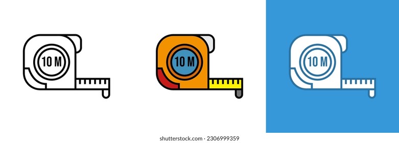 Icono de medida de cinta, el icono de medida de cinta representa una herramienta de medición versátil y precisa utilizada para realizar mediciones lineales en diversas aplicaciones.