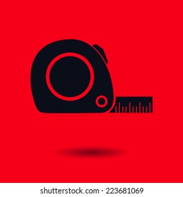  Tape measure icon. Roulette construction  simbol.