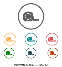  Tape measure icon. Roulette construction  simbol.