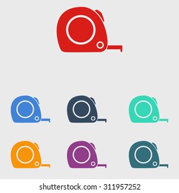  Tape measure icon. Roulette construction  simbol.
