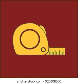 Tape measure icon. Roulette construction symbol.