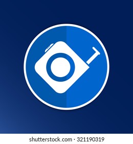 Tape measure icon Roulette construction vector button logo symbol concept.