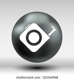 Tape measure icon Roulette construction vector button logo symbol concept.
