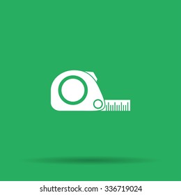 Tape measure icon. Roulette construction  symbol. Flat