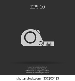 Tape measure icon. Roulette construction  simbol. Flat