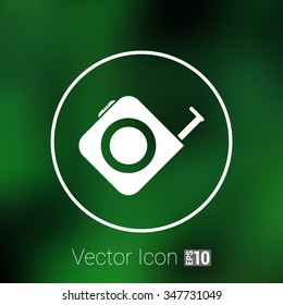 Tape measure icon Roulette construction vector button logo symbol concept.