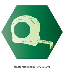 Tape measure icon. Roulette construction symbol icon