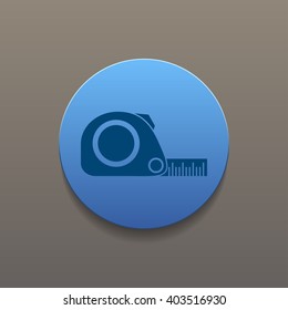 Tape measure icon. Roulette construction  simbol. Flat