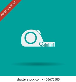 Tape measure icon. Roulette construction  simbol. Flat