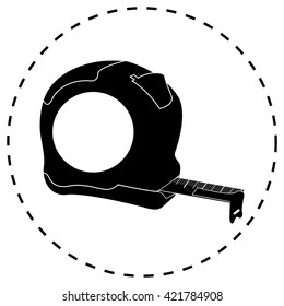 Tape measure icon. Roulette construction symbol icon