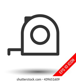Tape measure icon. Roulette construction symbol. Simple flat logo of tape measure isolated on white background. Vector illustration.