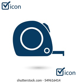  Tape measure icon. Roulette construction  symbol. Dimensions and measurements. Create a cutting card.