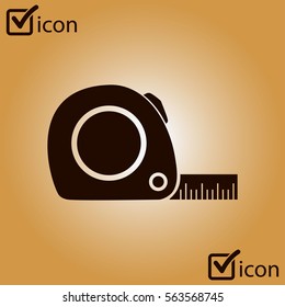 Tape measure icon. Roulette construction  symbol. Dimensions and measurements. Create a cutting card.