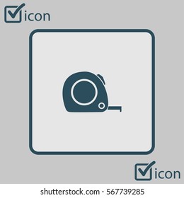  Tape measure icon. Roulette construction  symbol. Dimensions and measurements. Create a cutting card.