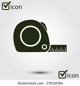 Tape measure icon. Roulette construction  symbol. Dimensions and measurements. Create a cutting card.