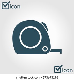  Tape measure icon. Roulette construction  symbol. Dimensions and measurements. Create a cutting card.