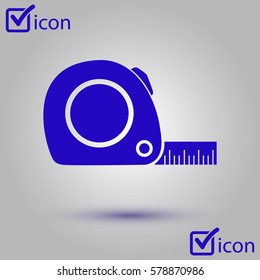 Tape measure icon. Roulette construction  symbol. Dimensions and measurements. Create a cutting card.