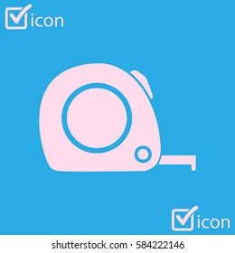  Tape measure icon. Roulette construction  symbol. Dimensions and measurements. Create a cutting card.