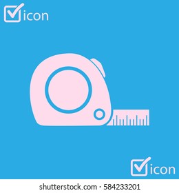 Tape measure icon. Roulette construction  symbol. Dimensions and measurements. Create a cutting card.