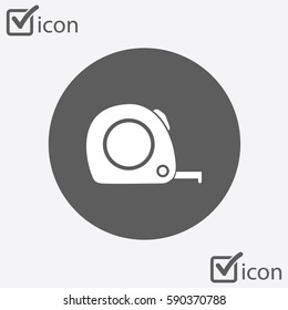  Tape measure icon. Roulette construction  symbol. Dimensions and measurements. Create a cutting card.