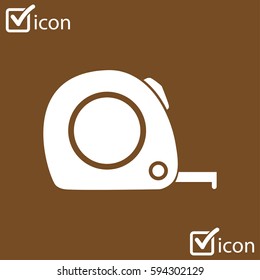  Tape measure icon. Roulette construction  symbol. Dimensions and measurements. Create a cutting card.