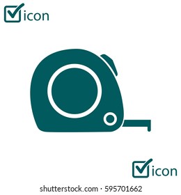  Tape measure icon. Roulette construction  symbol. Dimensions and measurements. Create a cutting card.